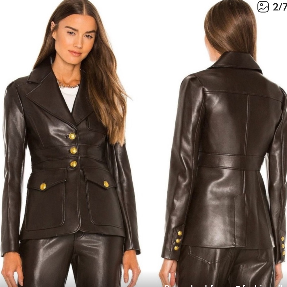 A.L.C. Dark brown faux leather blazer - Picture 3 of 10